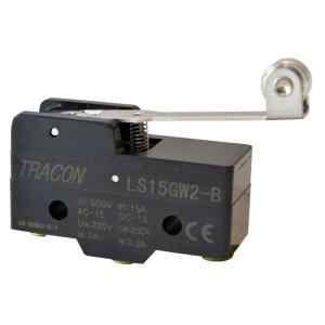 Tracon LS15GW2-B Helyzetkapcsoló,rugószáras-görgős 1xCO,2A/230V AC-15,0,3A/250V DC-13,35mm,IP00
