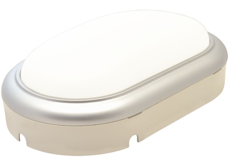 Tracon LHLMOS15NW Műanyag házas LED hajólámpa ezüst kerettel,ovális 230 V,50 Hz,15 W,4000 K,1050 lm,IP54,ABS+PC,EEI=G