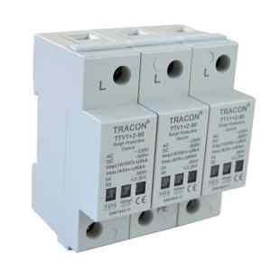 Tracon TTV1+2-80-3P AC/DC túlfeszültség levezető,1+2-es típus,egybeépített 230/400 V,50 Hz,8 kA 40/80 kA,3P