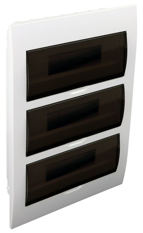 Tracon EDS-14/3 Süllyesztett elosztódoboz,füstszínű ajtóval,N/PE sínnel 3×14 modul,IP40