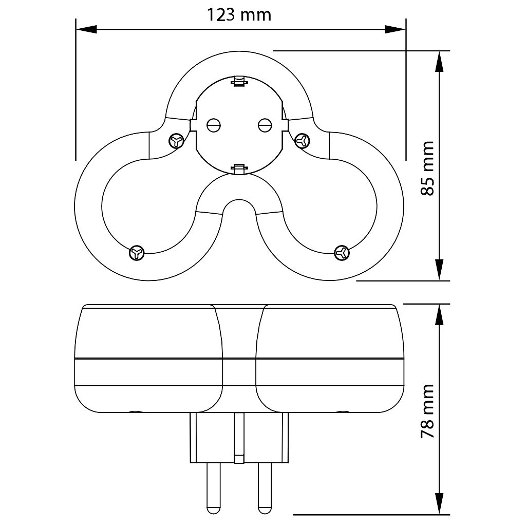 Tracon TND3 Többférőhelyes átalakító csatlakozó,szürke + fehér 3×SCHUKO,max.16A,230VAC,3680W,PP - Image 2