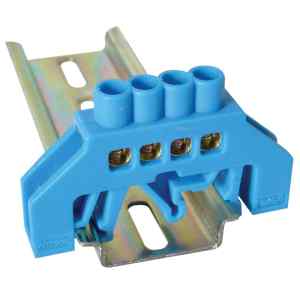 Tracon NPE-B6-4 Szigetelt földelősín,kék 230/400VAC,63A,6×9mm,4P,IP20