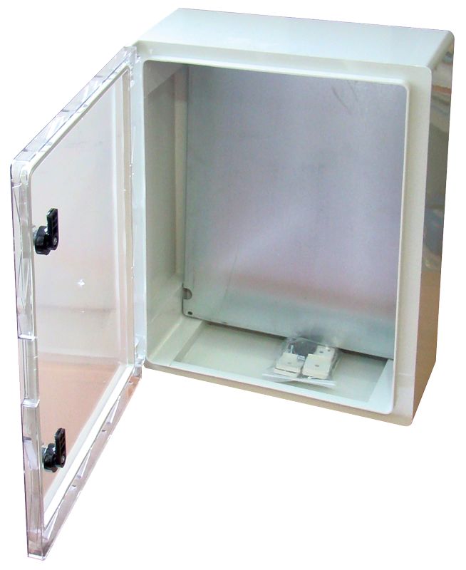 Tracon TME403017T Műanyag elosztószekrény átlátszó ajtóval HxWxD=400x300x165mm,IP65,IK10,1000V AC/DC,RAL7035