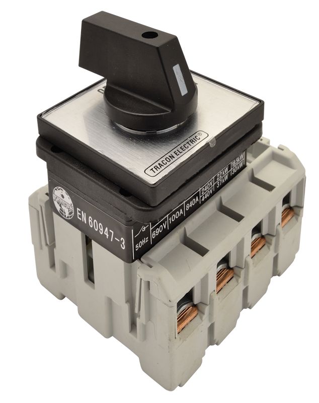 Tracon TS-10/4 Szakaszoló kapcsoló 400V,50Hz,100A,4P,30kW,88×88mm - Image 3