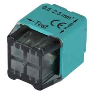 Tracon RVU2,5-4 Csavar nélküli vezetékösszekötő, zöld 4x0,5-2,5mm2, 450VAC, max. 16A