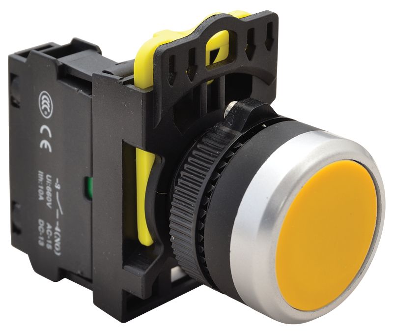 Tracon NYG3-Y Egyszerű nyomógomb,sárga 1×NO,5A/230V AC-15,IP65