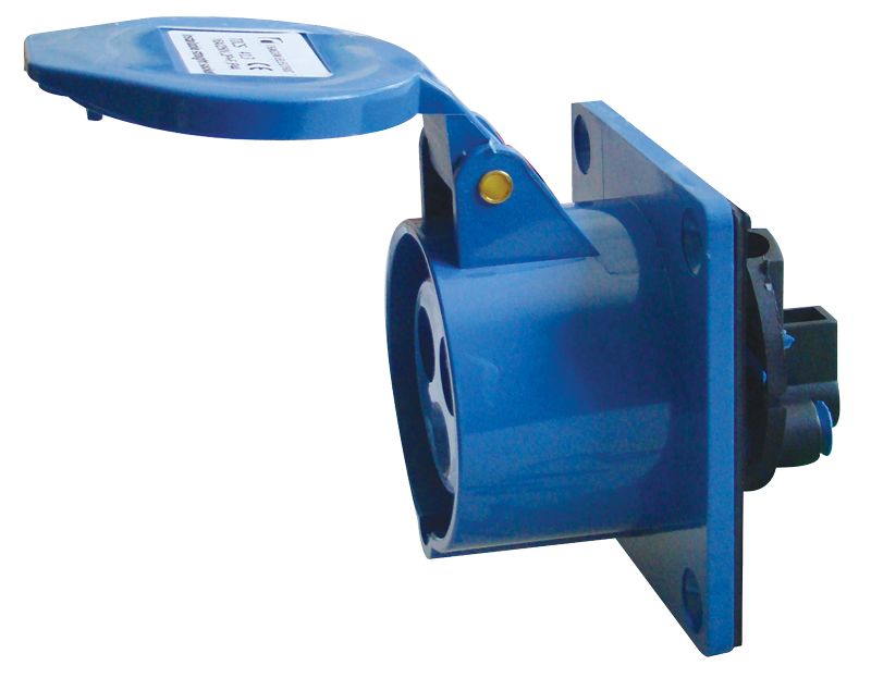 Tracon TICS-413 Beépíthető egyenes ipari csatlakozóaljzat 16A,250V,2P+E,6h,IP44