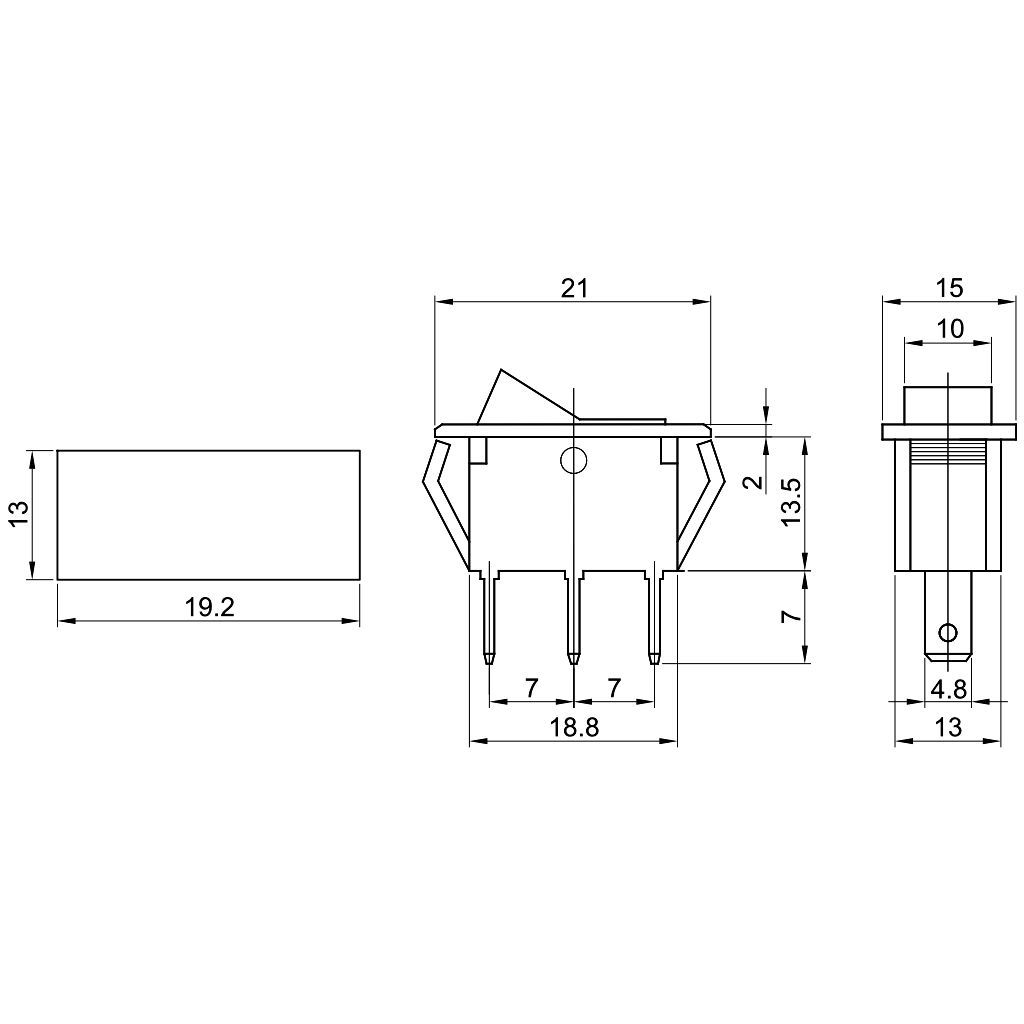 Tracon TES-33 Készülékkapcsoló,BE-KI,piros-világító 16A,250V AC - Image 2