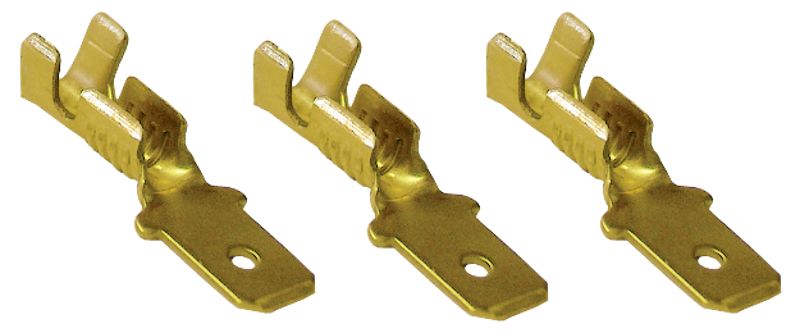 Tracon CS6 Szigeteletlen rátolható csatlakozó csap,sárgaréz 6,3×0,8mm,0,75-1,5mm²