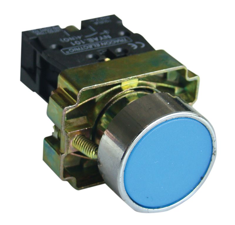 Tracon NYGBA61K Egyszerű nyomógomb,fémalapra szerelt,kék 1×NO,3A/240V AC,IP42