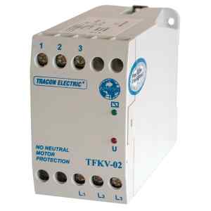 Tracon TFKV-02 Védőrelé,feszültségfigyelő 3 vezetékes rendszerhez 3×400V AC xUn fix,5A/250V AC