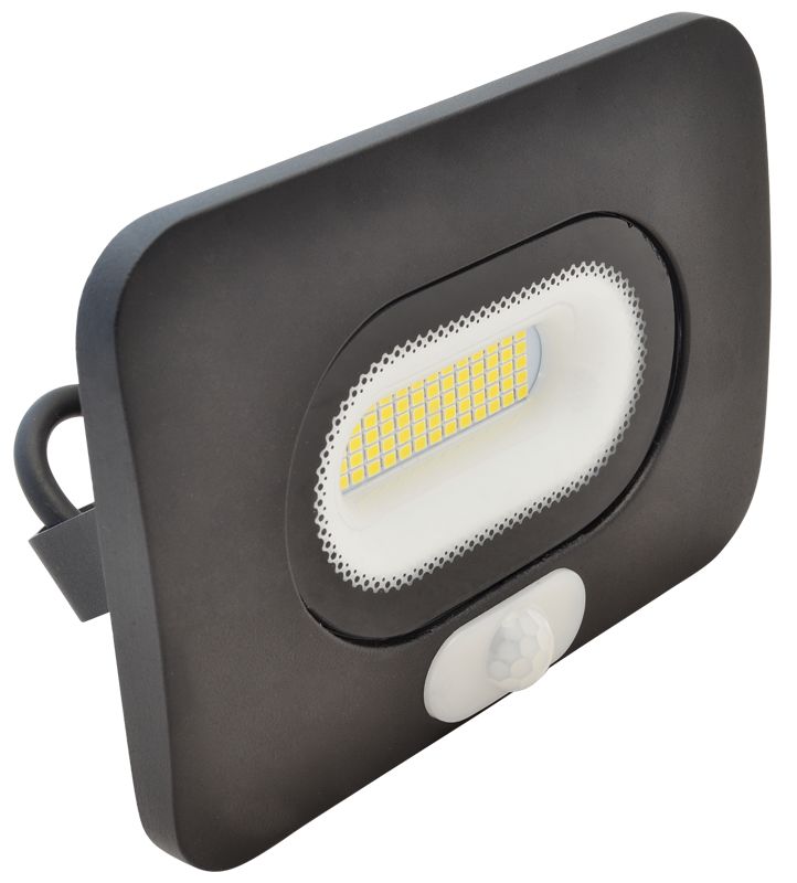 Tracon RSMDLM10 SMD fényvető mozgásérzékelővel,fekete 220-240V AC,10W,4000K,IP65,800lm,110°,3-10m,EEI=G