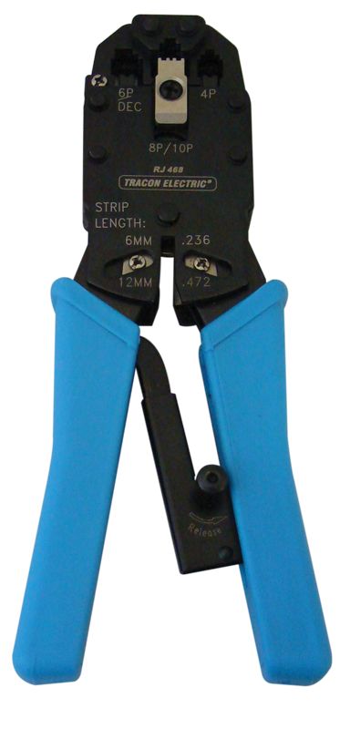 Tracon RJ468 Vágó-,csupaszító- és présszerszám RJ csatlakozókhoz RJ11,RJ12,RJ45,RJ50