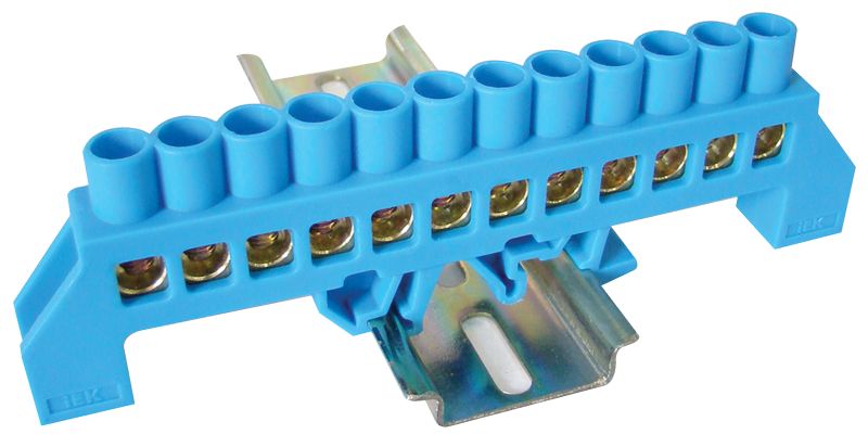 Tracon NPE-B8-12 Szigetelt földelősín,kék 230/400VAC,100A,8×12mm,12P,IP20