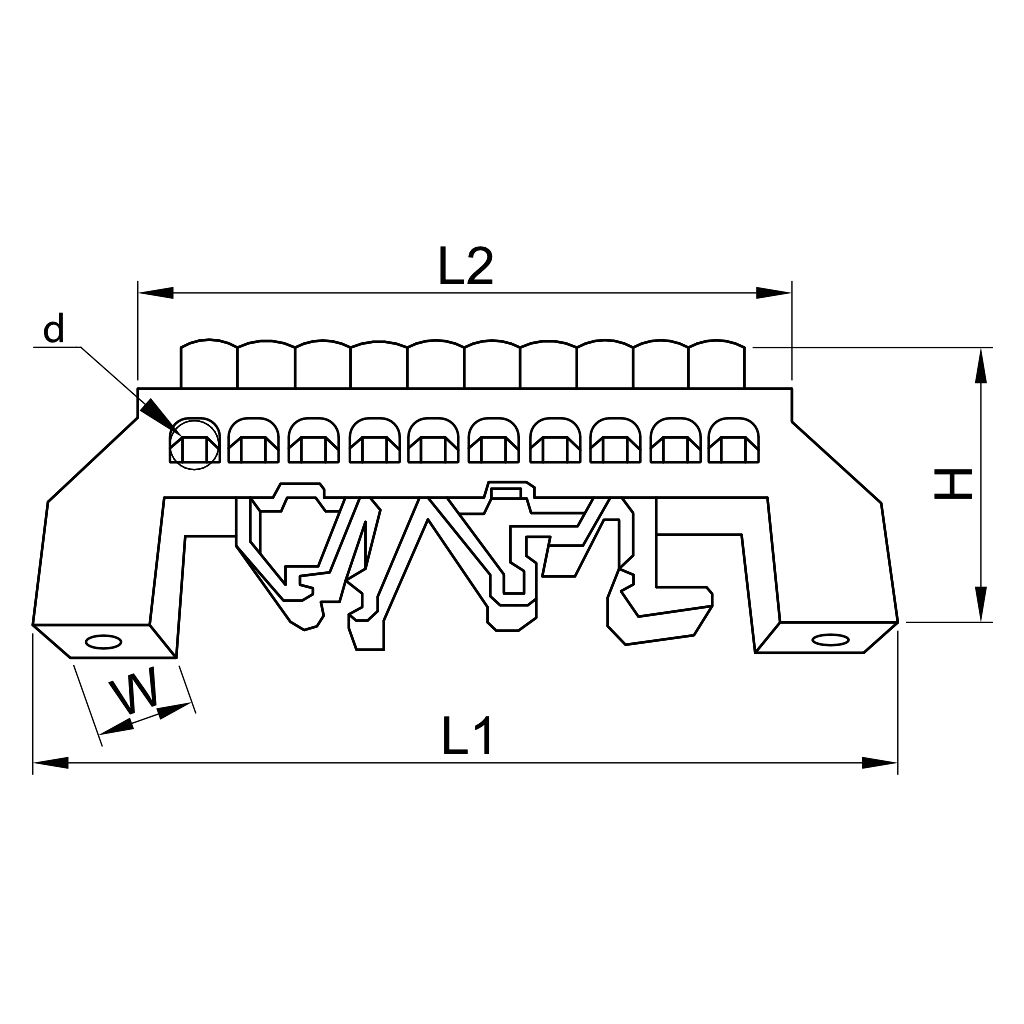 Tracon NPE-B8-12 Szigetelt földelősín,kék 230/400VAC,100A,8×12mm,12P,IP20 - Image 2