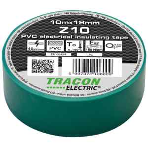 Tracon Z10 Szigetelőszalag,zöld 10m×18mm,PVC,0-90°C,40kV/mm
