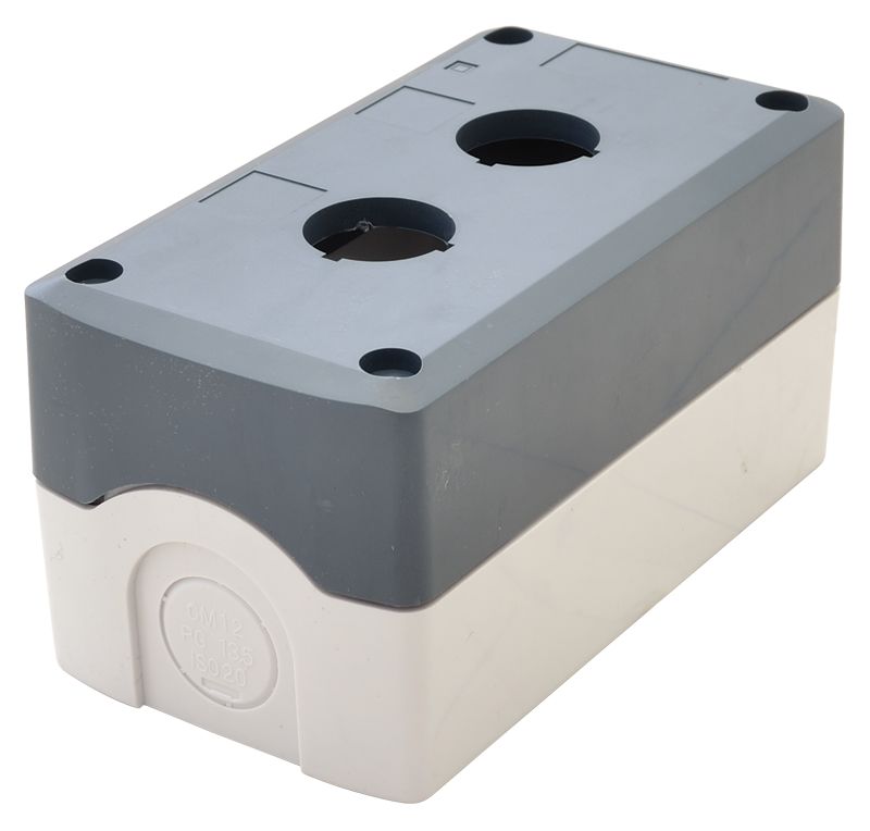 Tracon NYGD-2GR Összeállított tokozat nyomógombokhoz,szürke,2-es d=22,5,IP65,2×PG-13,5