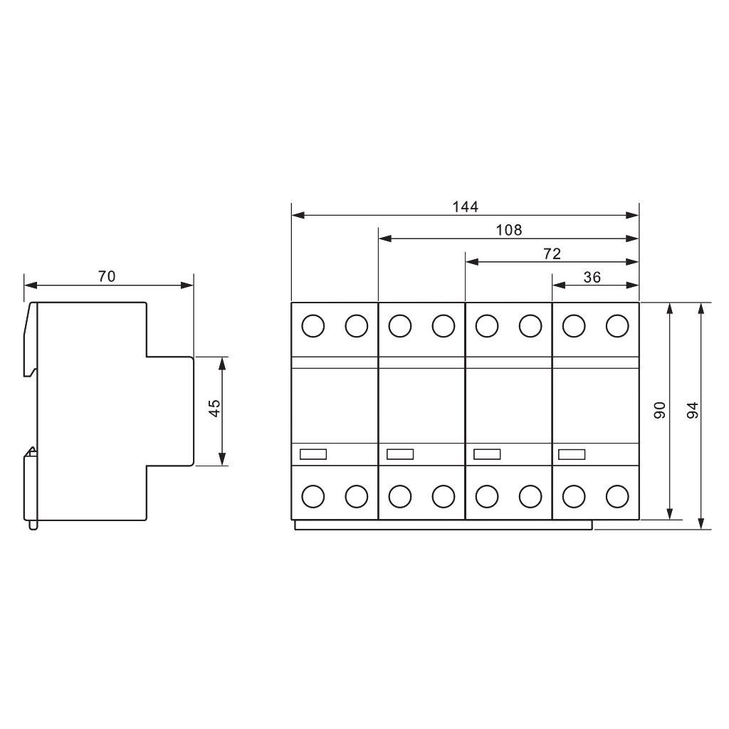Tracon ESPD1+2-50-2P T1+T2 AC típusú túlfeszültséglevezető,egybeépített Uc:385V; Iimp:50kA; In:50kA; Imax:160kA; Up:2,5kV; 2P - Image 3