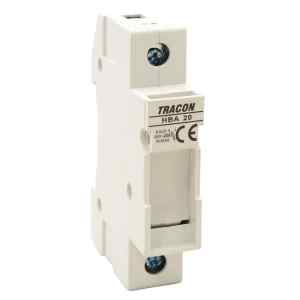 Tracon HBA-1P-20 Szakaszolókapcsoló-biztosító hengeres bizt.hoz,maszkolható 20A,8x32mm; Un=230V/400V