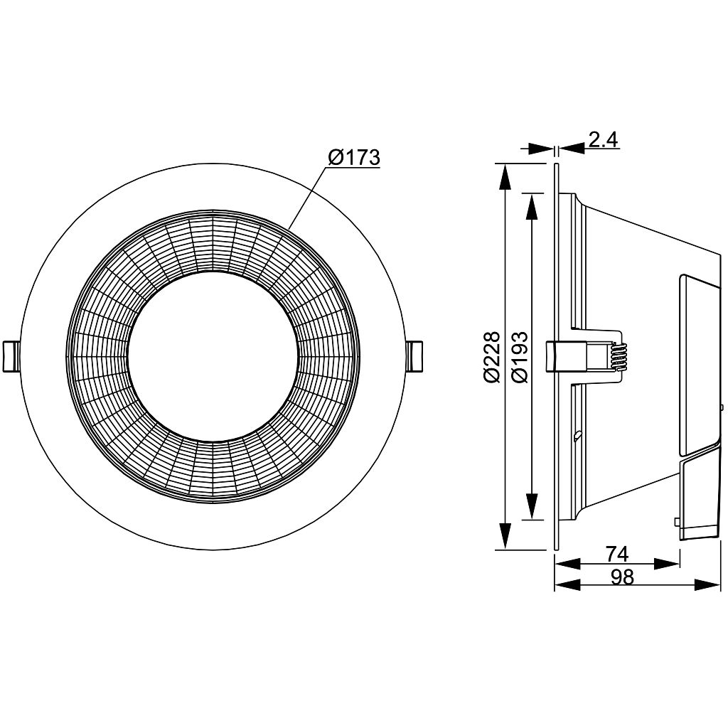 Tracon DLTRIO25W LED mélysugárzó változtathatószínhőmérséklettel 230VAC,25W,2280/2650/2450lm,3000/4000/5700K,90°,IP54,EEI=F - Image 2