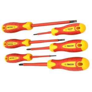 Tracon KSET1000 1000 V-ra szigetelt csavarhúzó szett 1000 V; 1×5,5×125mm; 0,8×4×100mm; 0,4×2,5×75mm