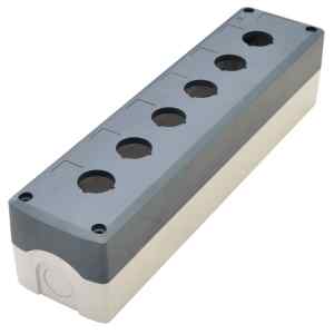 Tracon NYGD-6GR Összeállított tokozat nyomógombokhoz,szürke,6-es d=22,5,IP65,2×PG-13,5