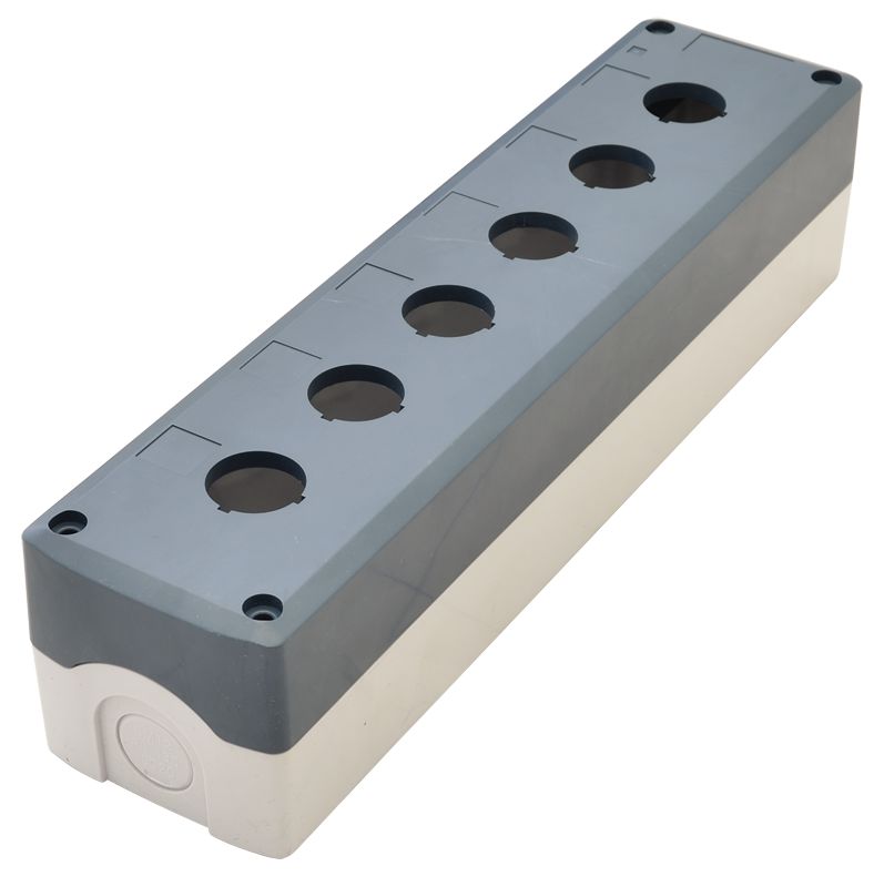 Tracon NYGD-6GR Összeállított tokozat nyomógombokhoz,szürke,6-es d=22,5,IP65,2×PG-13,5