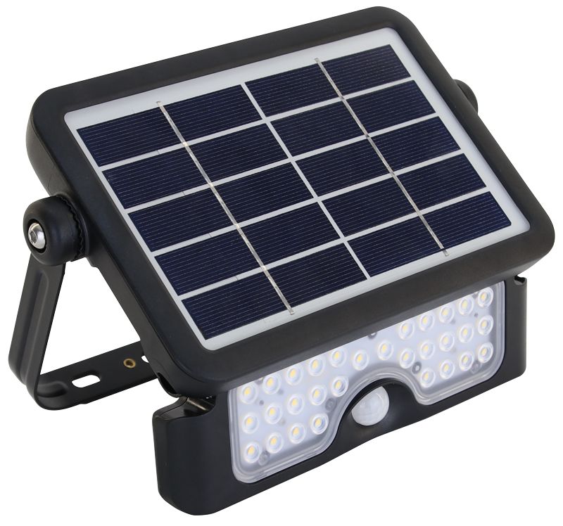 Tracon LSFL5W Napelemes LED fényvető mozgásérzékelővel 5 W,4000 K,500 lm,IP65,3,7 V 2×1500 mAh