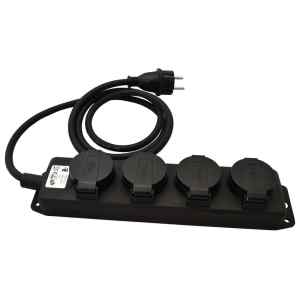 Tracon KE4-3M Kültéri elosztósáv,fekete 16A/250VAC,IP44,H07RN-F,3G1.5,3m,4×SCHUKO