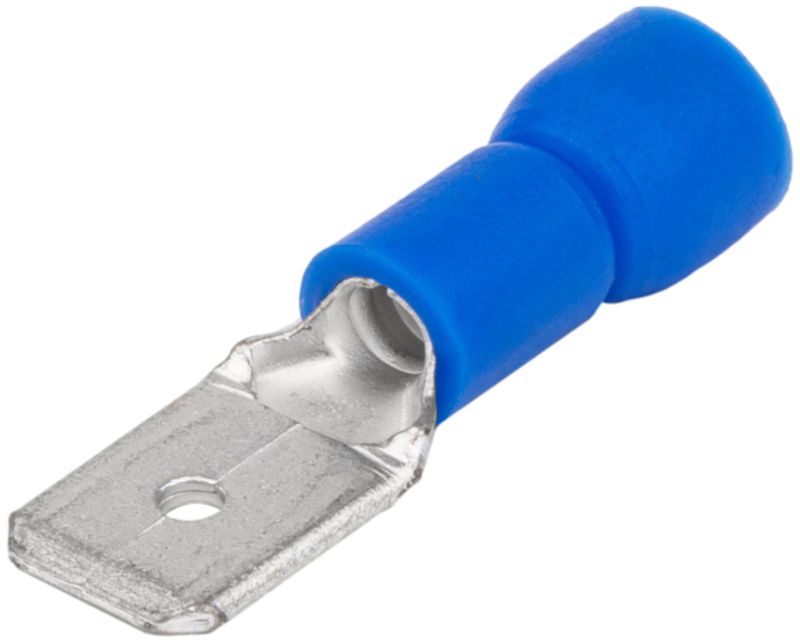Tracon KCS6 Szigetelt rátolható csatlakozó csap,sárgaréz,kék 6,3×0,8mm,2,5mm²