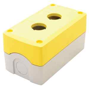 Tracon NYGD-2YE Összeállított tokozat nyomógombokhoz,sárga,2-es d=22,5,IP65,2×PG-13,5