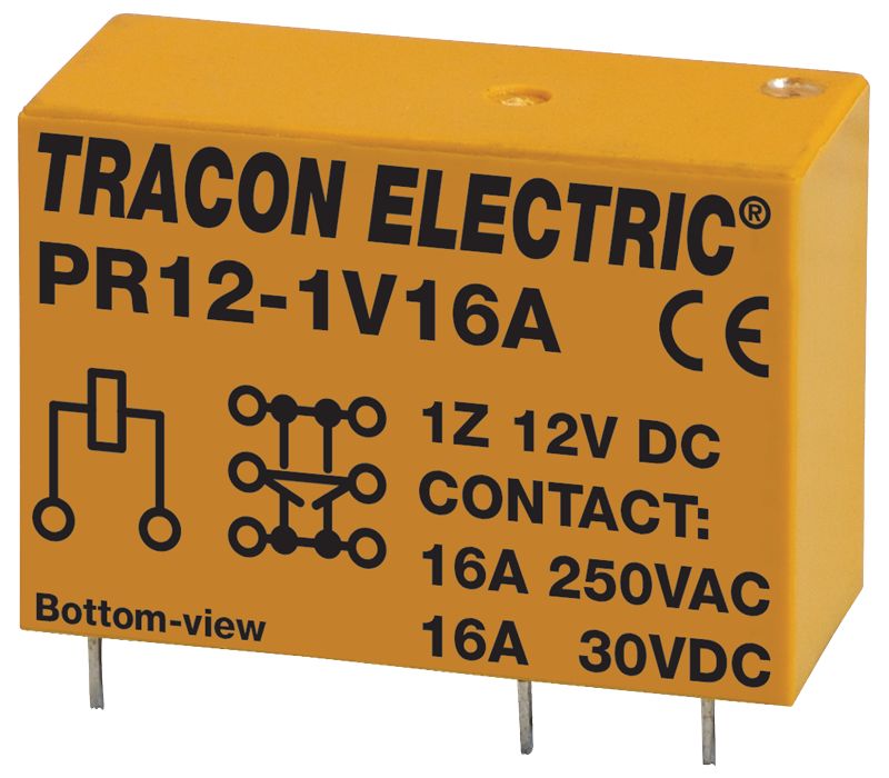 Tracon PR12-1V16A Print relé 12V DC / 1×CO
