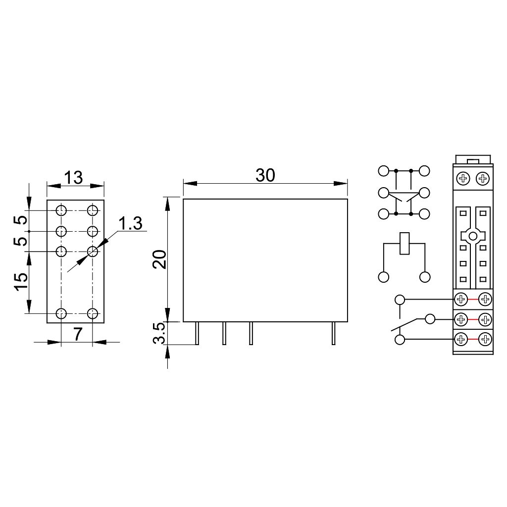 Tracon PR12-1V16A Print relé 12V DC / 1×CO - Image 2