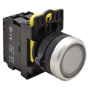 Tracon NYK3-LW Világító nyomókapcsoló,fehér 1×NO,5A/230V AC-15,IP65,LED 230V AC/DC