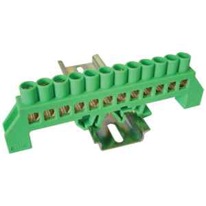 Tracon NPE-G8-12 Szigetelt földelősín,zöld 230/400VAC,100A,8×12mm,12P,IP20