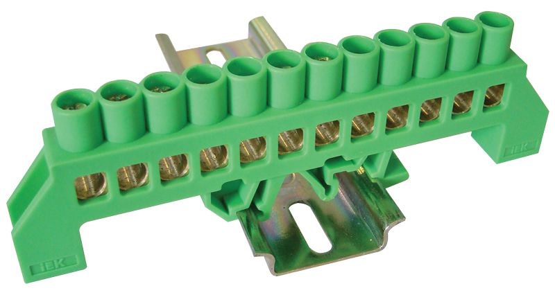 Tracon NPE-G8-12 Szigetelt földelősín,zöld 230/400VAC,100A,8×12mm,12P,IP20