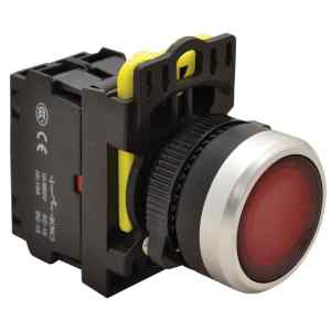 Tracon NYG3-LR Világító nyomógomb,piros 1×NC,5A/230V AC-15,IP65,LED 230V AC/DC