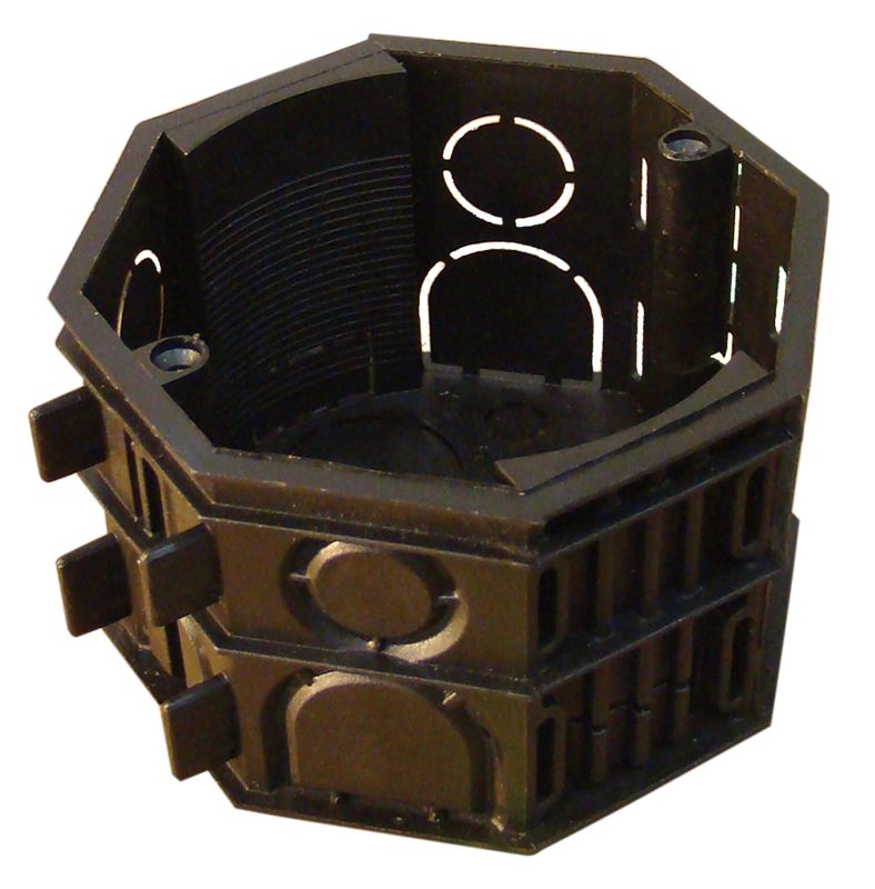 Tracon D70/8 Perforált szerelvénydoboz süllyesztett,nyolcszögletű,fekete 72×72×46mm