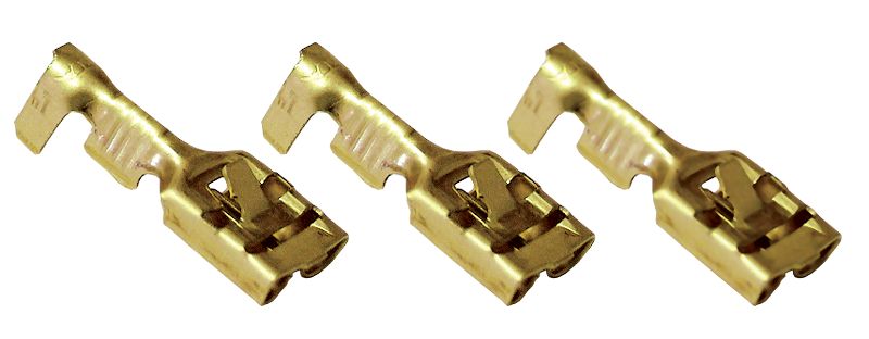 Tracon CSH6-B Szig.tlen rátolható csatl. hüvely,sárgaréz,rögz.csapos 6,3×0,8mm,1-2,5mm²