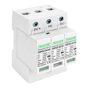 Tracon ESPD2-DC40-1000 T2 DC típusú túlfeszültség levezető,cserélhető betéttel Ucpv: 1200V; In:20kA; Imax:40kA; Up:4kV