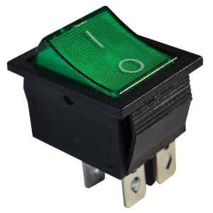 Tracon TES-44 Készülékkapcsoló,BE-KI,4P,világító,zöld,0-I felirattal 16A,250V AC
