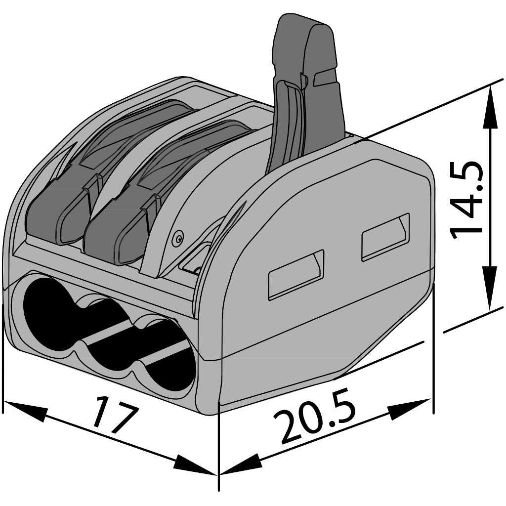Tracon OVO2,5-3 Csavar nélküli vezetékösszekötő, nyitható 0,75-4mm2, 32A, 400VAC 3P - Image 2
