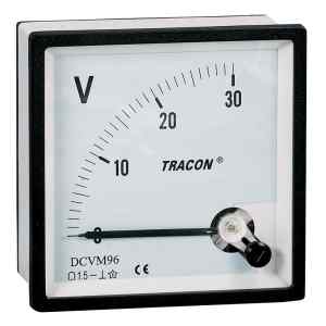 Tracon DCVM96-600 Analóg egyenáramú voltmérő 96×96mm,600V DC