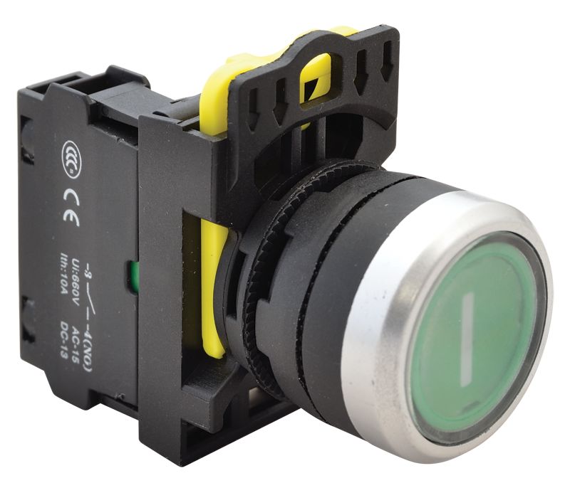 Tracon NYG3-P1 Jelölt nyomógomb,zöld,1×NO,5A/230V AC-15,IP65