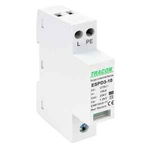 Tracon ESPD3-10-1+1P T3 AC típusú túlfeszültség levezető,egybeépített Uc:275V; In:10kA; Uoc:20kV; Up:1,2kV; 1+1P