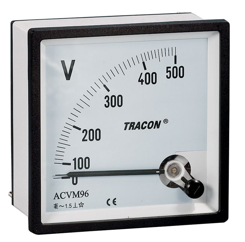 Tracon ACVM96-450 Analóg váltakozó áramú voltmérő 96×96mm,450V AC