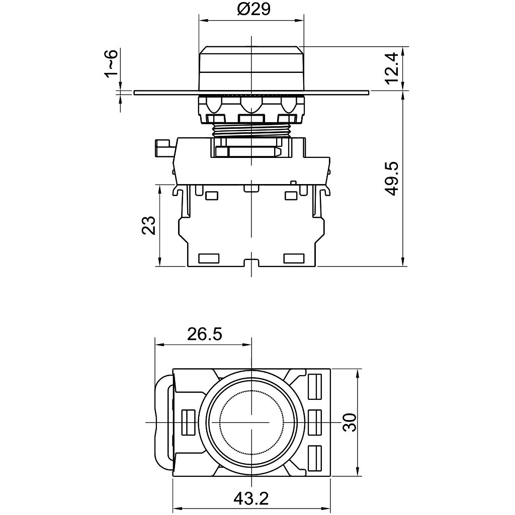 Tracon NYG3-BK Egyszerű nyomógomb,fekete 1×NO,5A/230V AC-15,IP65 - Image 2