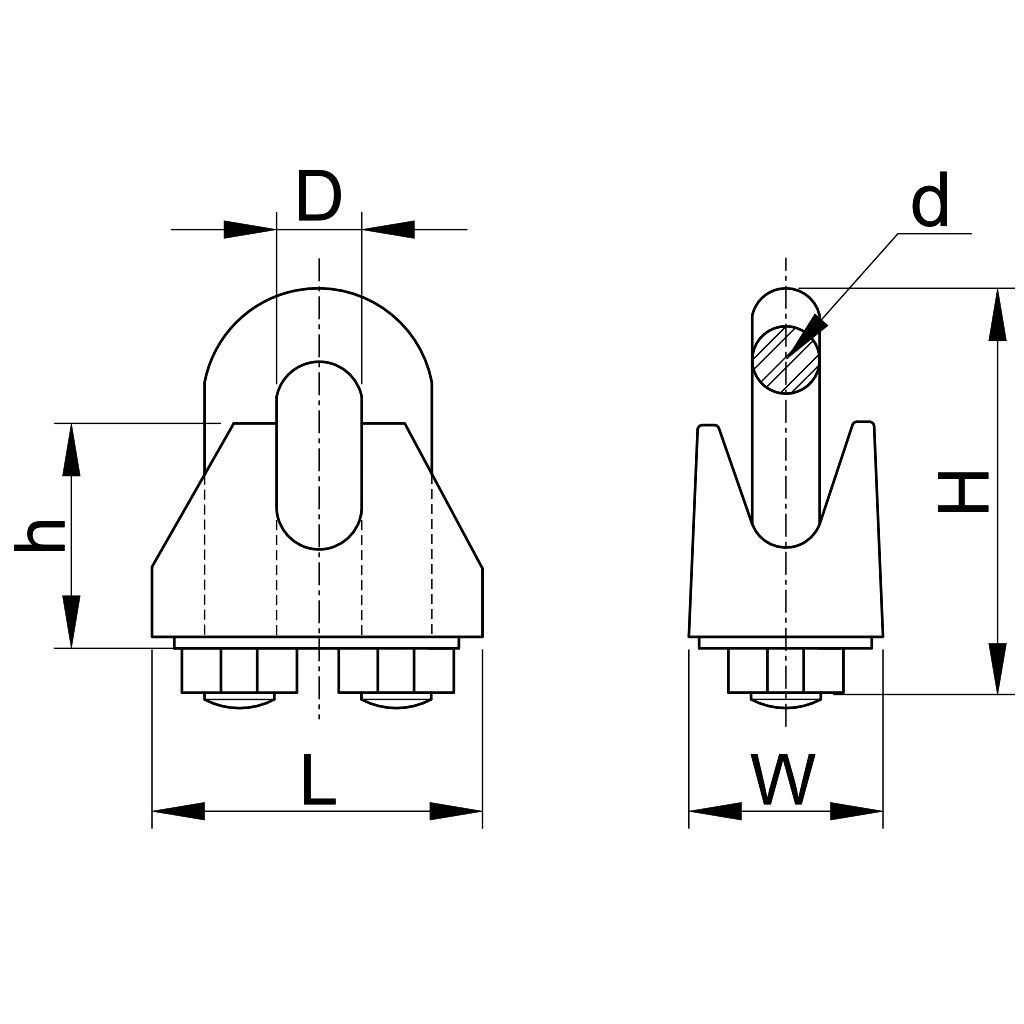 Tracon U13 Sodronyszorító bilincs,U profil,acél+temperált öntvény d=12-14mm,M10 - Image 2