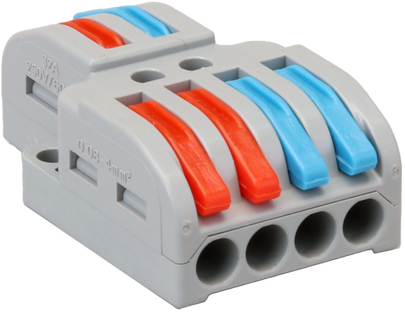 Tracon OVO2P24 Többpólusú csavar nélküli vezetékösszekötő,nyitható 0,5-4mm²,32A,400VAC 2P