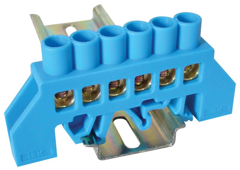 Tracon NPE-B8-6 Szigetelt földelősín,kék 230/400VAC,100A,8×12mm,6P,IP20
